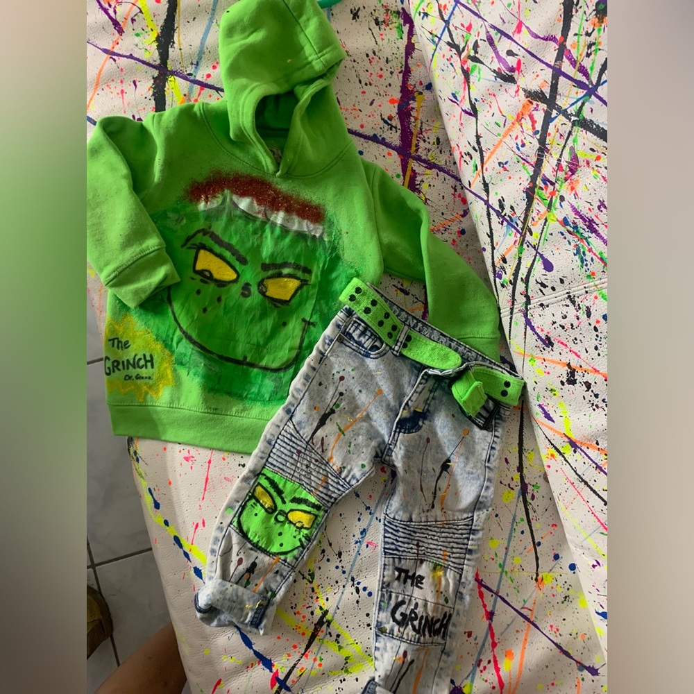 Grinch toddler handmade set